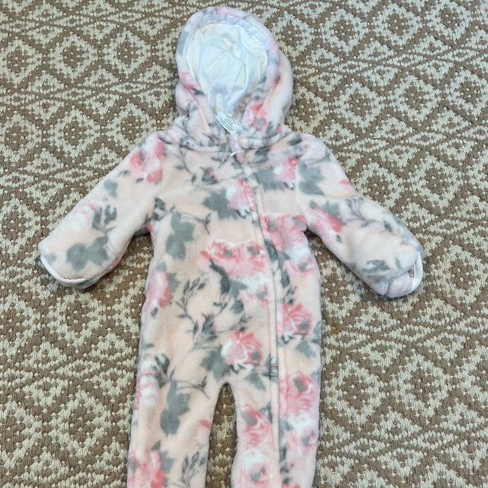 Floral cozy zip up onesie